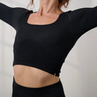 Lunya Activewear Seamless Modal Flow Long Sleeve - #Immersed Black