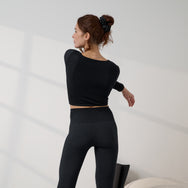 Lunya Activewear Seamless Modal Flow Long Sleeve - #Immersed Black