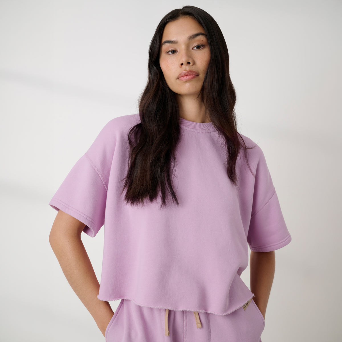 Lunya loungewear - SILKSWEATS™ MIDWEIGHT REVERSIBLE SHORT SLEEVE #BLUSHED LAVENDER