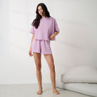 Lunya loungewear - SILKSWEATS™ MIDWEIGHT REVERSIBLE SHORT SLEEVE #BLUSHED LAVENDER