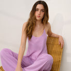 Lunya Pajamas - WASHABLE SILK BIAS CAMI PANT SET #lilac bloom