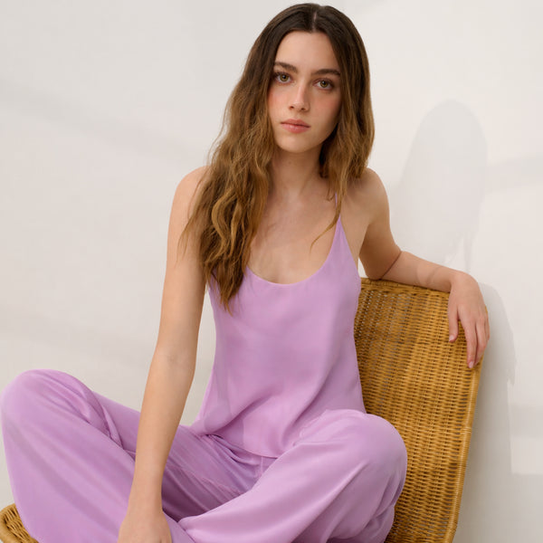 Washable Silk Bias Cami Pant Set