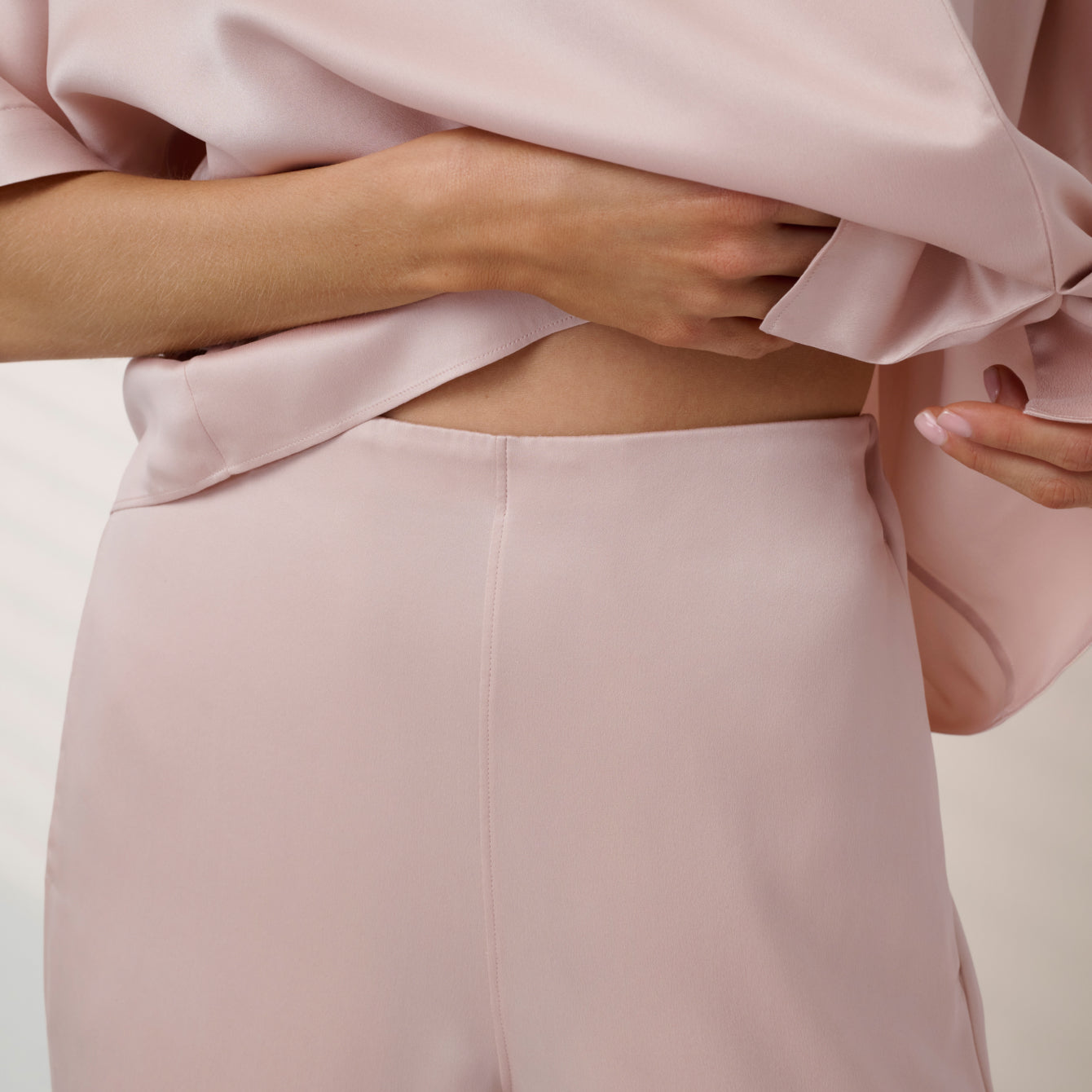 Lunya Pajamas Washable Silk Crossover Pant Set - #Delicate Pink