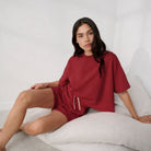 Lunya loungewear - SILKSWEATS™ MIDWEIGHT REVERSIBLE SHORT #CHILI PEPPER