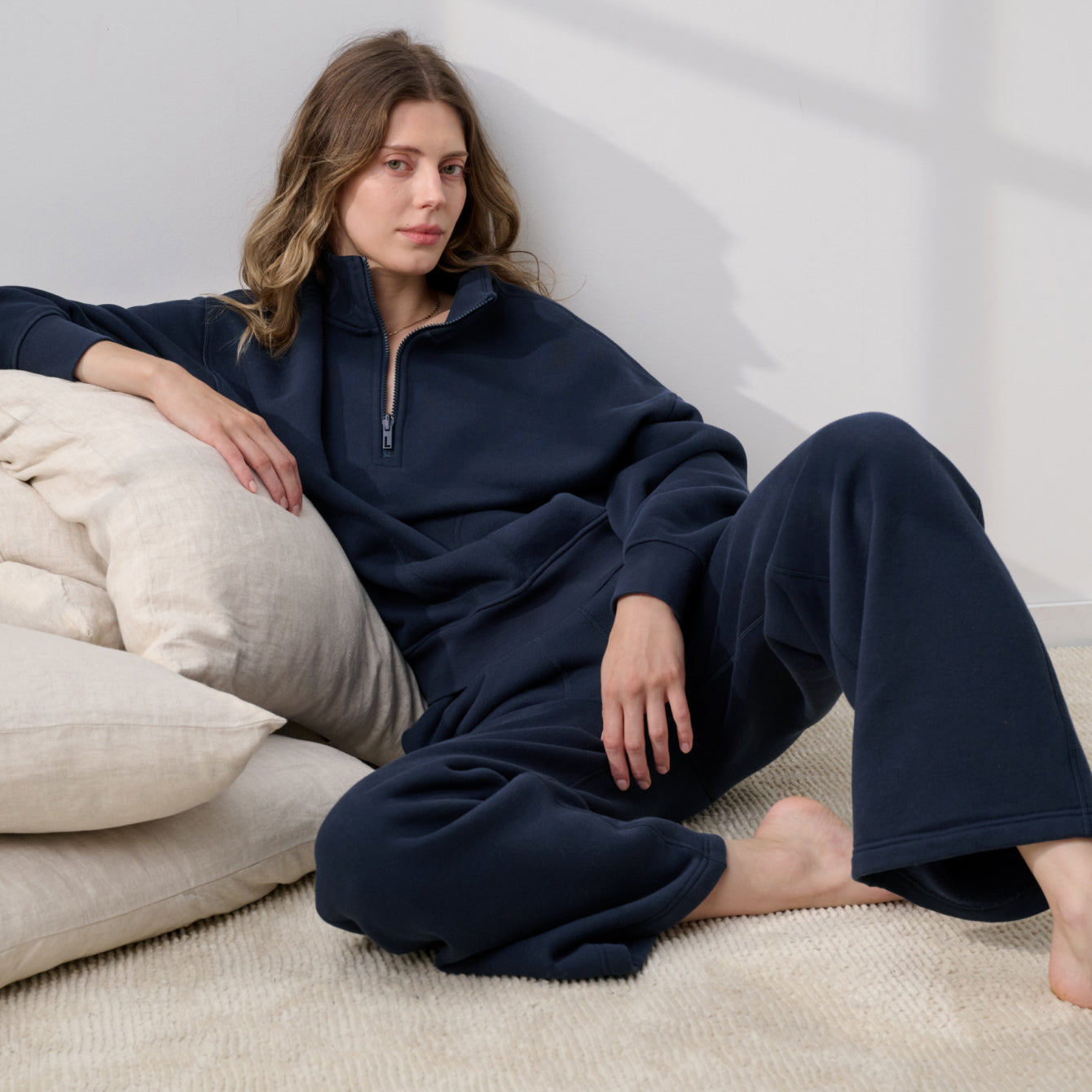 Lunya Loungewear Silksweats™ Terry Half Zip - #Deep Blue