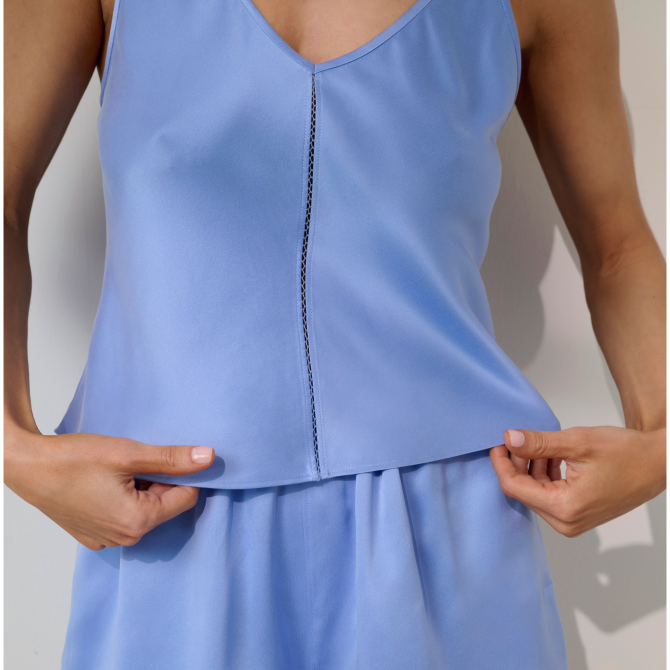 Lunya Silk Icons Washable Silk Ladder Stitch Cami - #Half-light Periwinkle