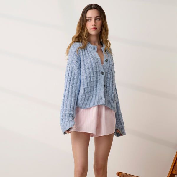 Cloud Cotton Basket Stitch Cardigan