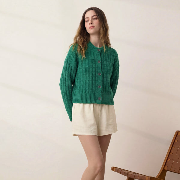 Cloud Cotton Basket Stitch Cardigan
