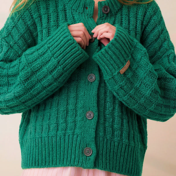 Cloud Cotton Basket Stitch Cardigan