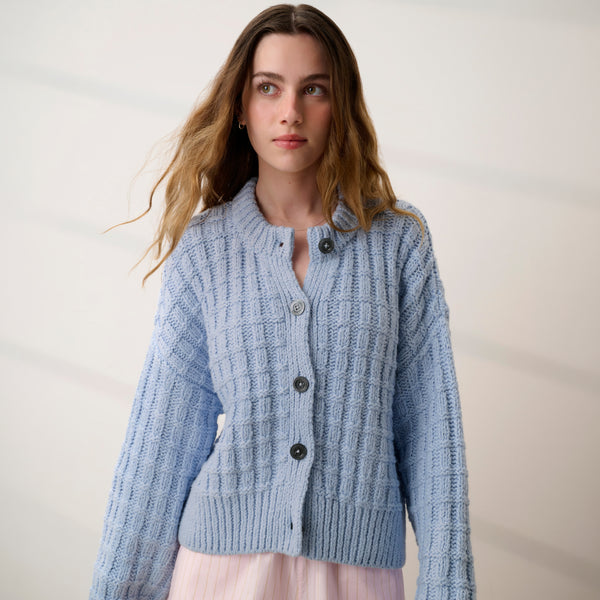 Cloud Cotton Basket Stitch Cardigan
