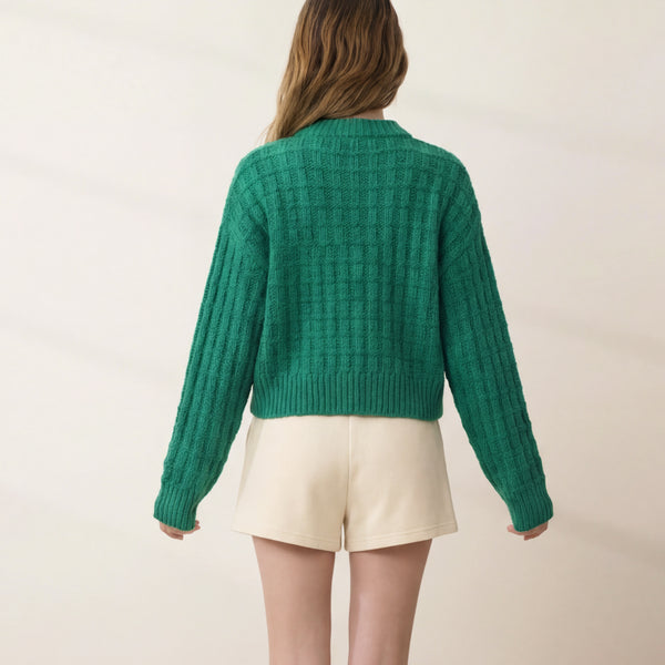 Cloud Cotton Basket Stitch Cardigan