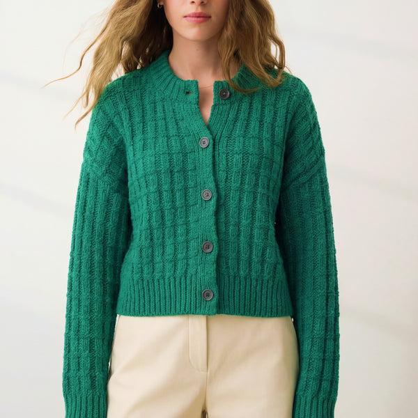 Cloud Cotton Basket Stitch Cardigan