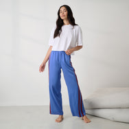 Lunya Pajamas - Washable Silk Side Stripe PANT #Ultramarine/Deep Currant