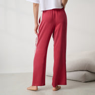 Lunya Pajamas - Washable Silk Side Stripe PANT #Chili Pepper/Soft Ivory