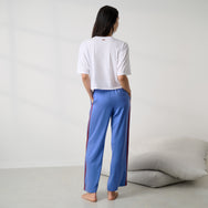 Lunya Pajamas - Washable Silk Side Stripe PANT #Ultramarine/Deep Currant
