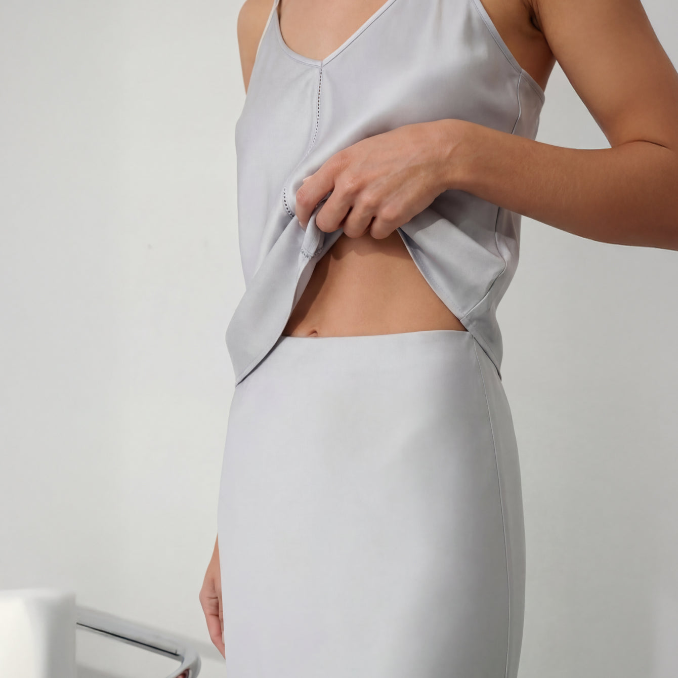 Lunya Silk Icons Washable Silk Maxi Bias Skirt - #Dove Grey