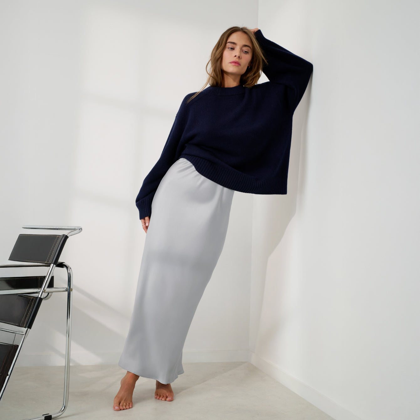 Lunya Silk Icons Washable Silk Maxi Bias Skirt - #Dove Grey