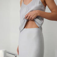 Lunya Silk Icons Washable Silk Maxi Bias Skirt - #Dove Grey
