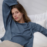 Lunya Loungewear Organic Pima Wide Sleeve Tee - #Harbor Indigo