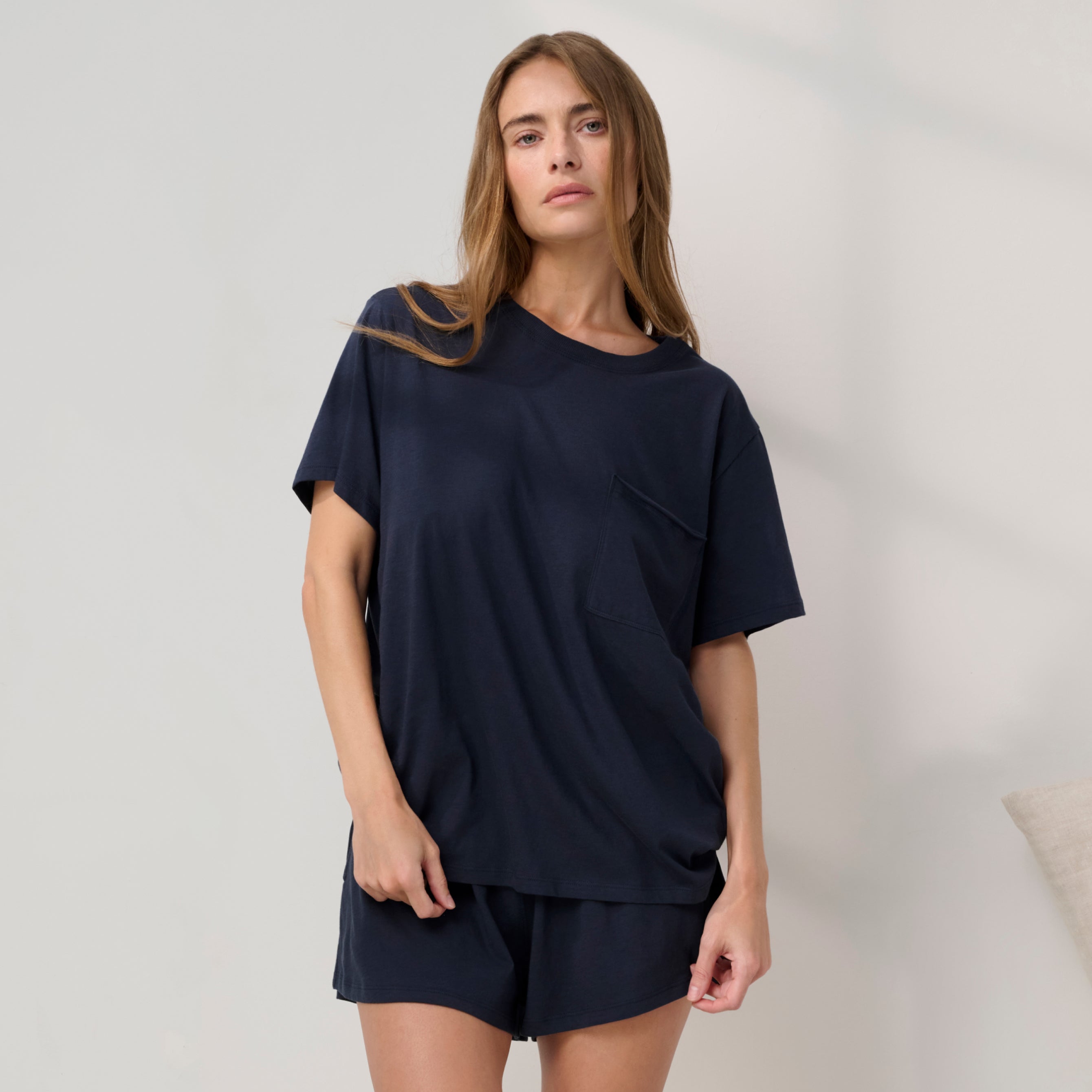 Lunya Pajamas - Organic Pima Tee Short Set #Deep Blue