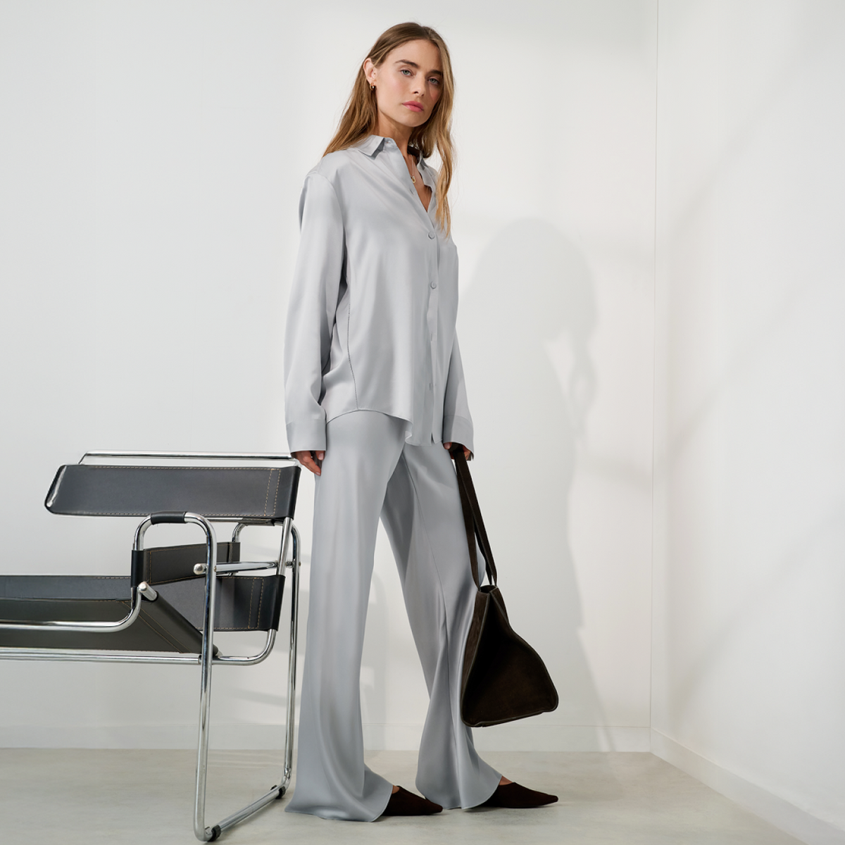 Lunya Silk Icons Washable Silk Bias Pant - #Dove Grey
