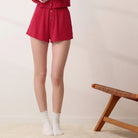 Lunya loungewear - POINTELLE HIGH RISE SHORT #CAMELLIA RED
