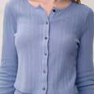 Lunya Loungewear - POINTELLE CREW NECK CARDIGAN #BLUEBELL BLOOM