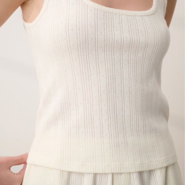 Pointelle Scoop Neck Tank