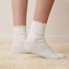 Lunya Sock - ORGANIC COTTON RUFFLE SOCK #sincere white