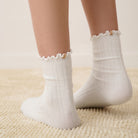Lunya Sock - ORGANIC COTTON RUFFLE SOCK #sincere white
