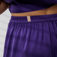 Lunya Pajamas Washable Silk Piped Tee Short Set - #Flying Fig/Lilac Haze