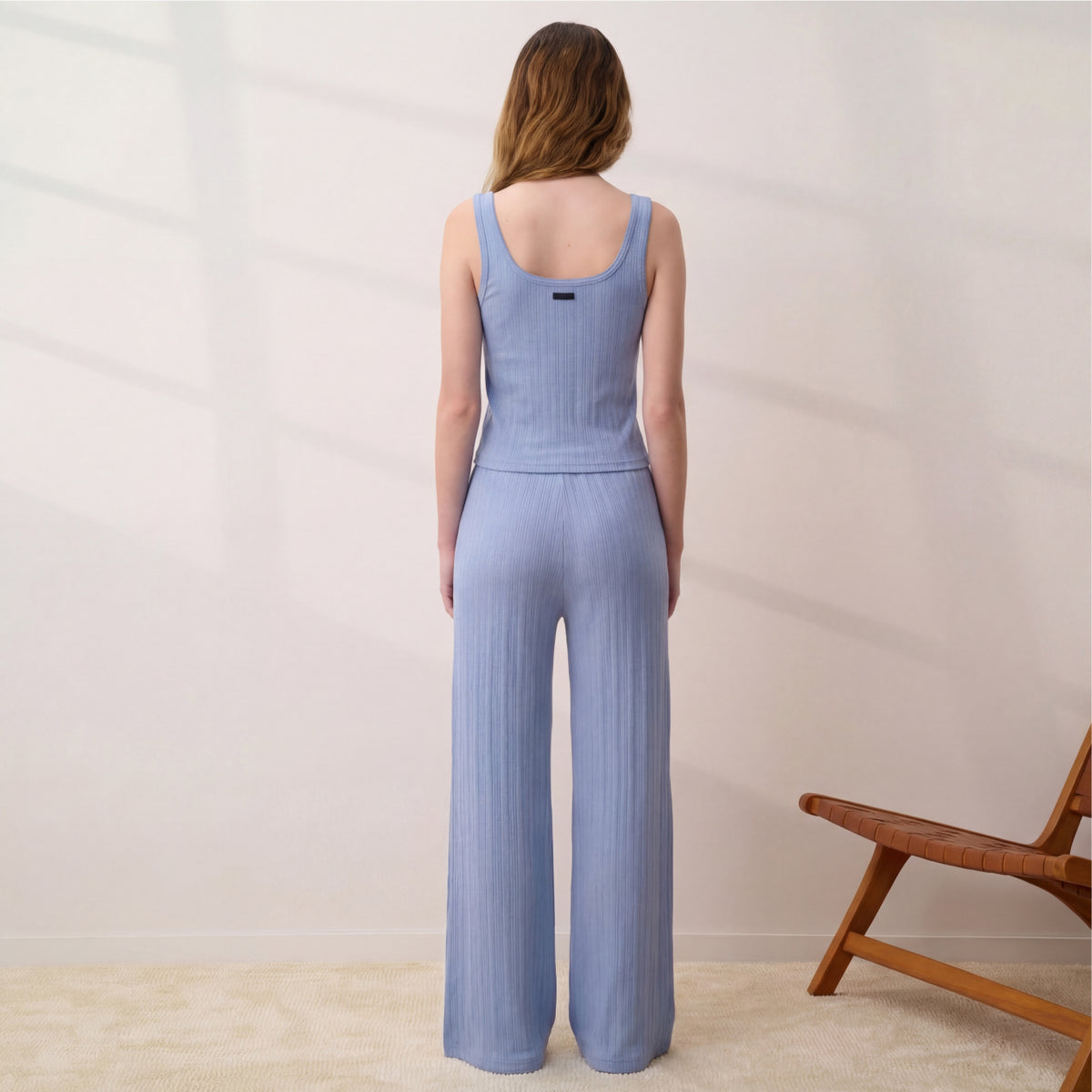 Lunya Loungewear - POINTELLE WIDE LEG PANTS #BLUEBELL BLOOM