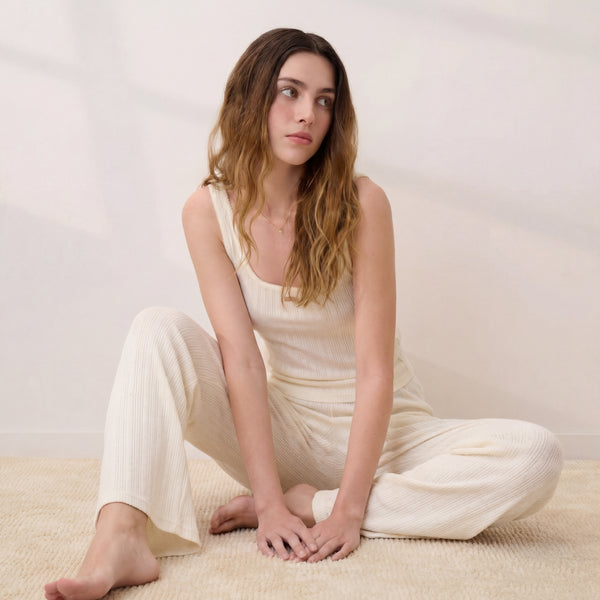 Pointelle Wide Leg Pant