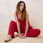 Lunya Loungewear - POINTELLE WIDE LEG PANTS #CAMELLIA RED