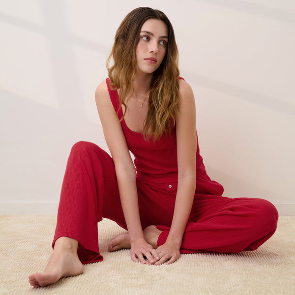 Pointelle Wide Leg Pant