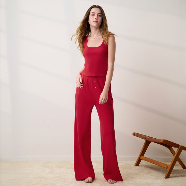 Pointelle Wide Leg Pant