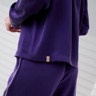 Lunya Pajamas Washable Silk Piped Long Sleeve Pant Set - #Flying Fig/Lilac Haze