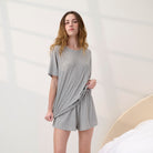 Lunya Pajamas - ORGANIC PIMA TEE SHORT SET #Storm Grey Heather