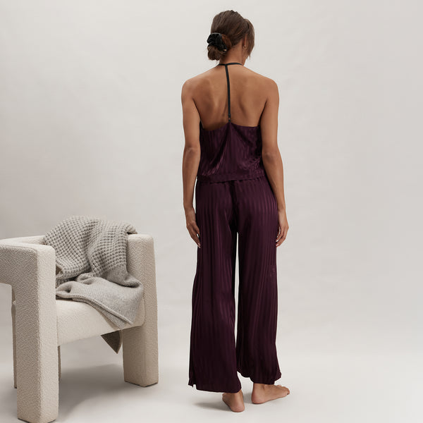Waschbares Camisole-Hosenset aus gestreiftem Seidenjacquard