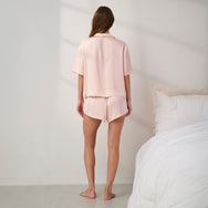 Lunya Pajamas - Washable Silk Tie Front Short Set #Delicate Pink