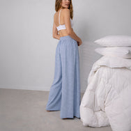 Lunya Pajamas - ORGANIC PIMA WIDE LEG PANT  #Cloud Blue Heather
