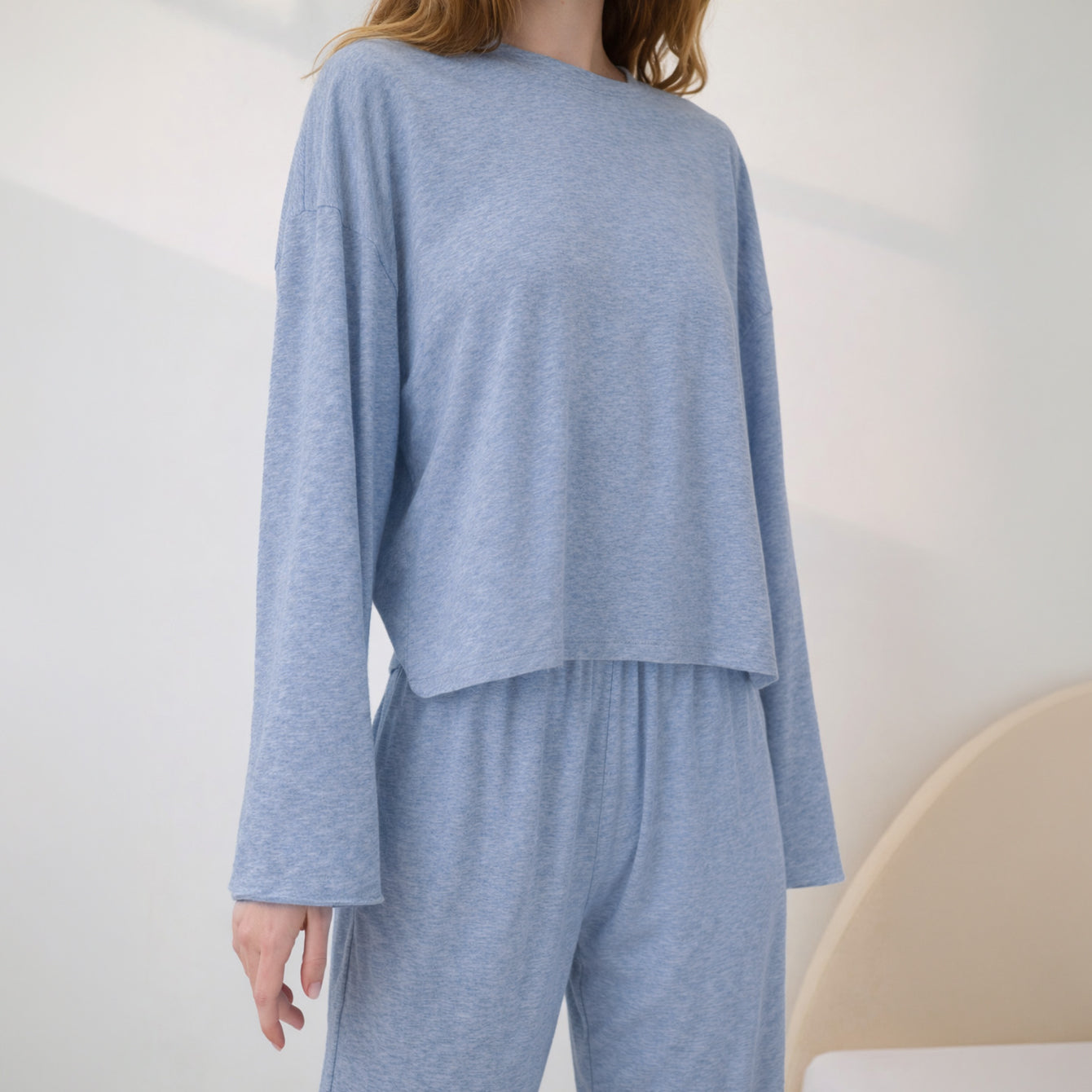 Lunya Pajamas - ORGANIC PIMA WIDE SLEEVE TEE #Cloud Blue Heather