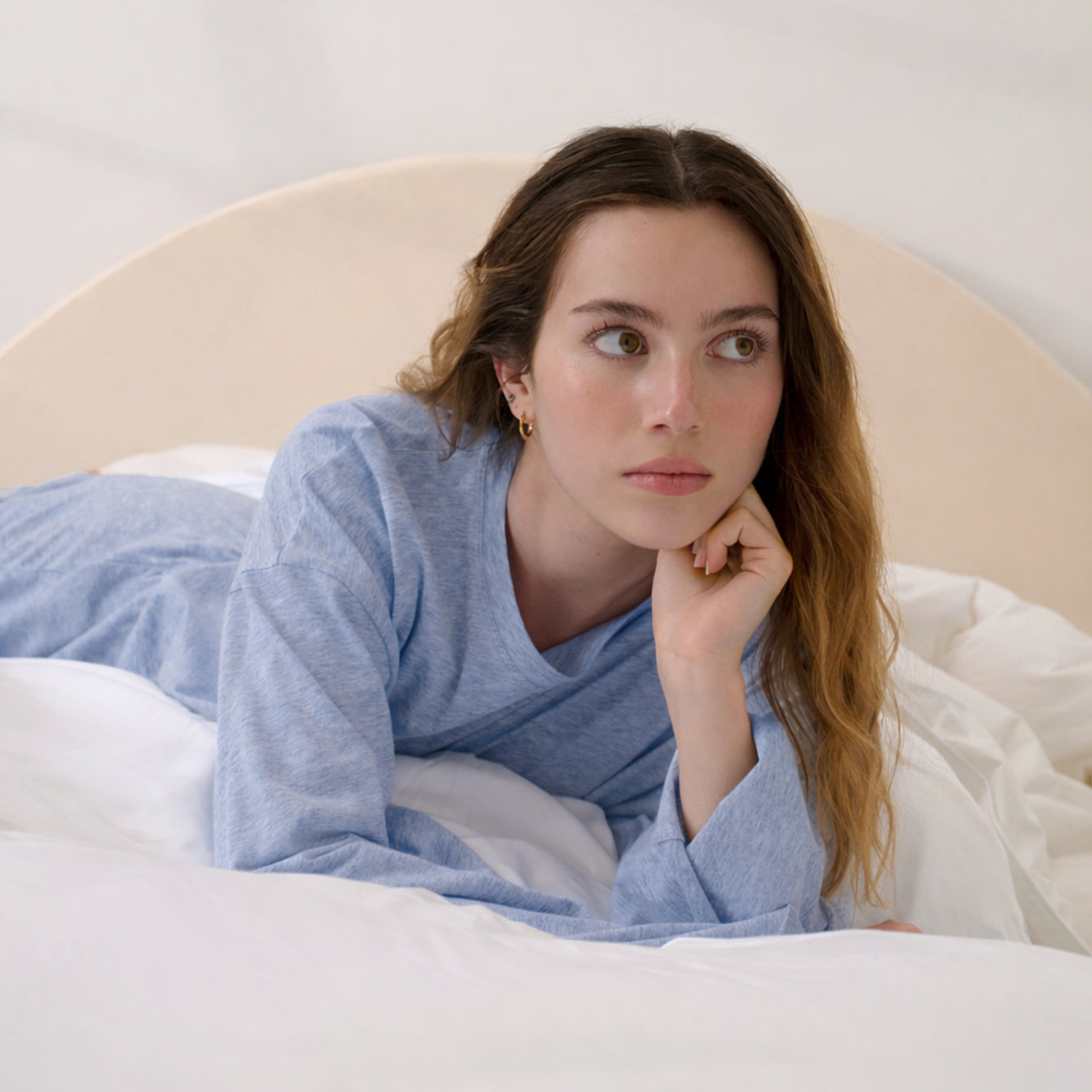 Lunya Pajamas - ORGANIC PIMA WIDE SLEEVE TEE #Cloud Blue Heather