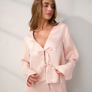 Lunya Pajamas - Washable Silk Tie Front Pant Set #Delicate Pink