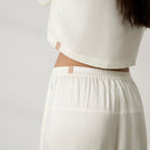 Lunya Pajamas Bridal - Washable Silk Piped High Rise Pant Set #Tranquil White/Frosted Lagoon