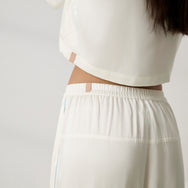 Lunya Pajamas Bridal - Washable Silk Piped High Rise Pant Set #Tranquil White/Frosted Lagoon
