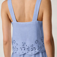 Lunya Pajamas - Linen Embroidered Eyelet Tank - #Whisper Blue