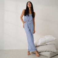 Lunya Pajamas - Linen Embroidered Eyelet Tank - #Whisper Blue