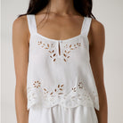 Lunya Pajamas - Linen Embroidered Eyelet Tank - #Sincere White