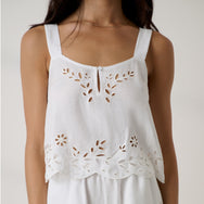 Lunya Pajamas - Linen Embroidered Eyelet Tank - #Sincere White